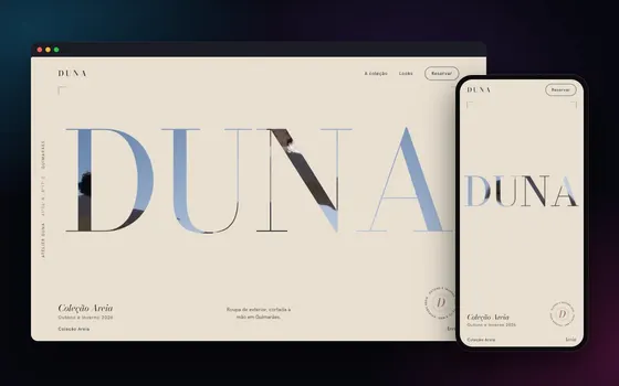A landing page DUNA no computador e no telemóvel