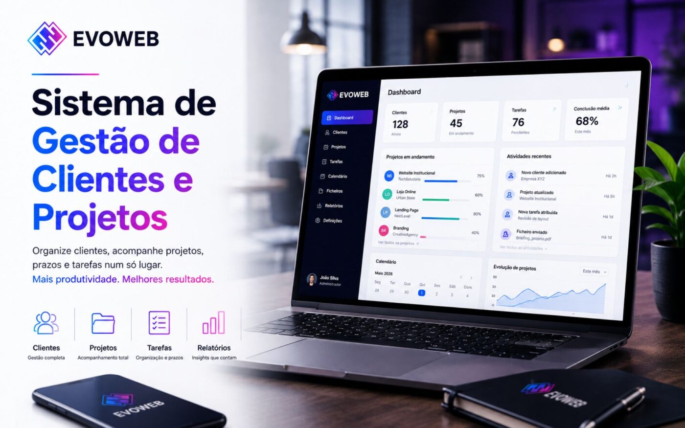 Sistema de Gestão de Clientes e Projetos